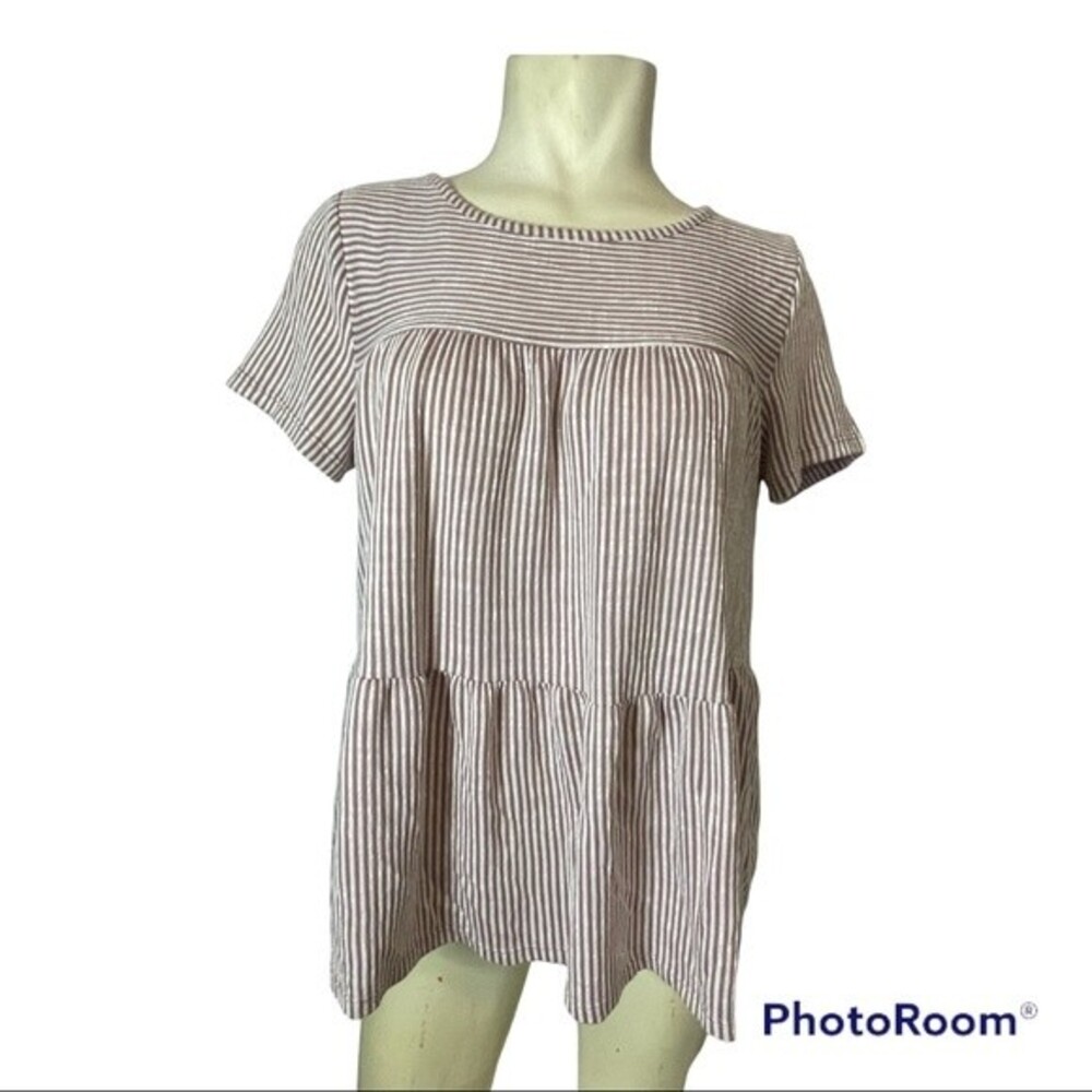 Women's Striped Babydoll Blouse Size Medium